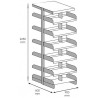 Raft metalic dublu cu 6 polite, 900x600x2200 mm
