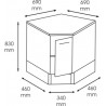 Dulap metalic cabinet medical/stomatologic de colt cu usa si polita , 340x460x690x830 mm