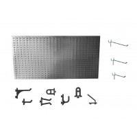 Panou perforat orizontal  din INOX,  1000x500mm cu set 45 carlige