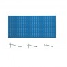 Panou perforat orizontal de 1000x500mm albastru  cu set de 25 carlige metalice