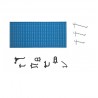 Panou perforat orizontal albastru, 1000x500mm cu set 65 carlige