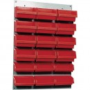Suport cutii de organizare 400x600 mm, cu 18 cutii roșii