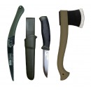 Set cuţit, fierastrau si topor pentru bushcraft/ camping/ vanatoare