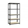 Raft metalic cu 5 polițe din lemn 900x450x1760 mm max. 175 kg/poliță, montaj rapid cu cleme