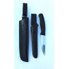 Teaca neagra din piele naturala cu dangler pentru cutite Morakniv