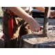 Teaca maro din piele naturala cu dangler pentru cutite Morakniv