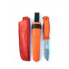 Set Cutit Morakniv 2000 portocaliu si teaca rosie din piele naturala