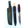 Set Cutit Morakniv Classic Nr 3 lama otel carbon si teaca verde din piele naturala cu dangler.