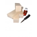 Set 4 blocuri din lemn de paltin pentru cioplit cu 50 ml ulei in + cutit Morakniv sculptura basic
