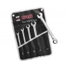 Set chei combinate WGB 8-19 mm, 5 piese, fixă & inelară cu clichet reversibil, crom-vanadiu
