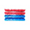 Panou metalic orizontal cu 24 cutii organizare albastre/rosii, 630x380x15 mm