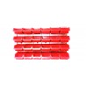Panou metalic orizontal cu 24 cutii organizare rosii, 630x380x15 mm