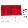 Panou perforat orizontal de 1000x500mm rosu cu set de 40 carlige metalice/plastic