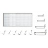 Panou perforat orizontal de 1000x500mm alb cu set de 40 carlige metalice