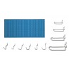 Panou perforat orizontal de 1000x500mm albastru  cu set de 60 carlige metalice