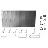 Panou perforat orizontal  din INOX,  1000x500mm cu set 40 carlige metalice/plastic