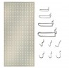 Panou perforat vertical de 500x1000 mm alb cu set de 40 carlige metalice