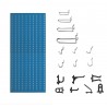 Panou perforat vertical de 500x1000 mm albastru cu set de 40 carlige metalice/plastic
