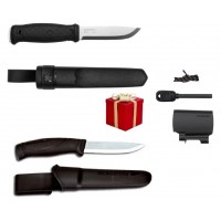 Cutit Morakniv Garberg Black, lama otel inoxidabil + CADOU kit supravietuire si cutit Companion Black
