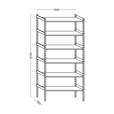 Raft profesional dublu 6 polițe, 1000x700x2100