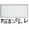 Panou perforat orizontal de 1000x500mm alb cu set de 20 carlige plastic